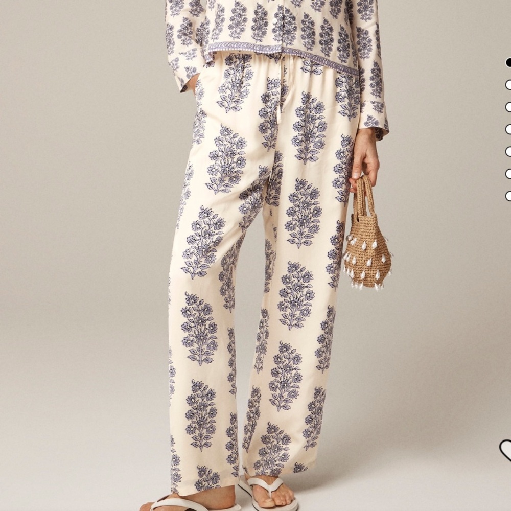 NWT J. Crew Soleil Pants in Cream and Purple Floral